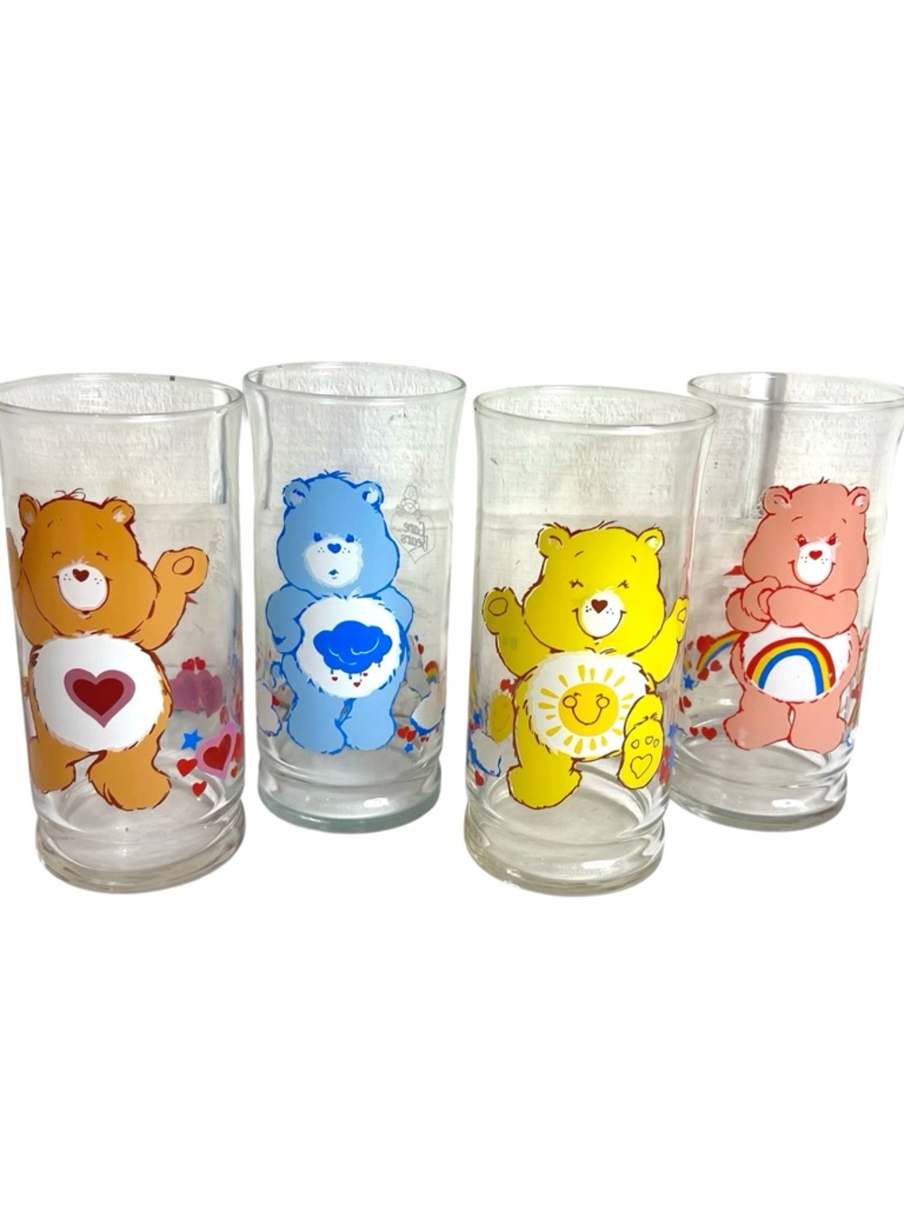 Vintage Care Bears Printed Glass Tumbler Set